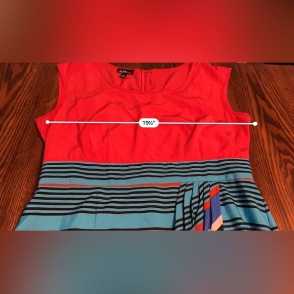 Alyx Faux Wrap Dress striped women’s size 14 EUC orange blue white - Picture 13 of 15